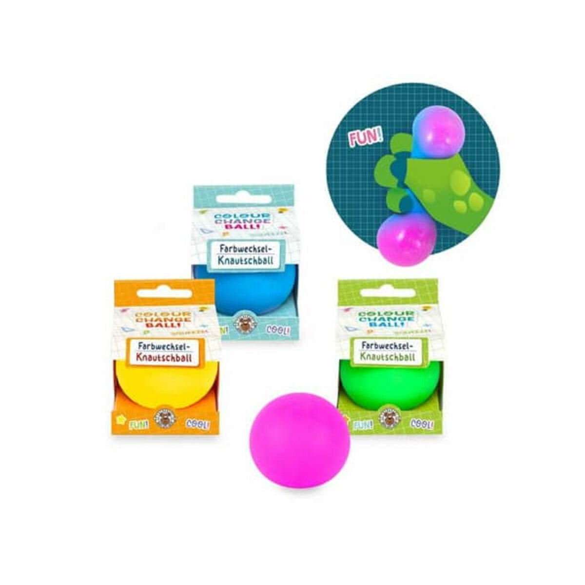 Trendhaus ABC-5 Colour Change Knautschball 5,5cm, 4-fach sortiert"