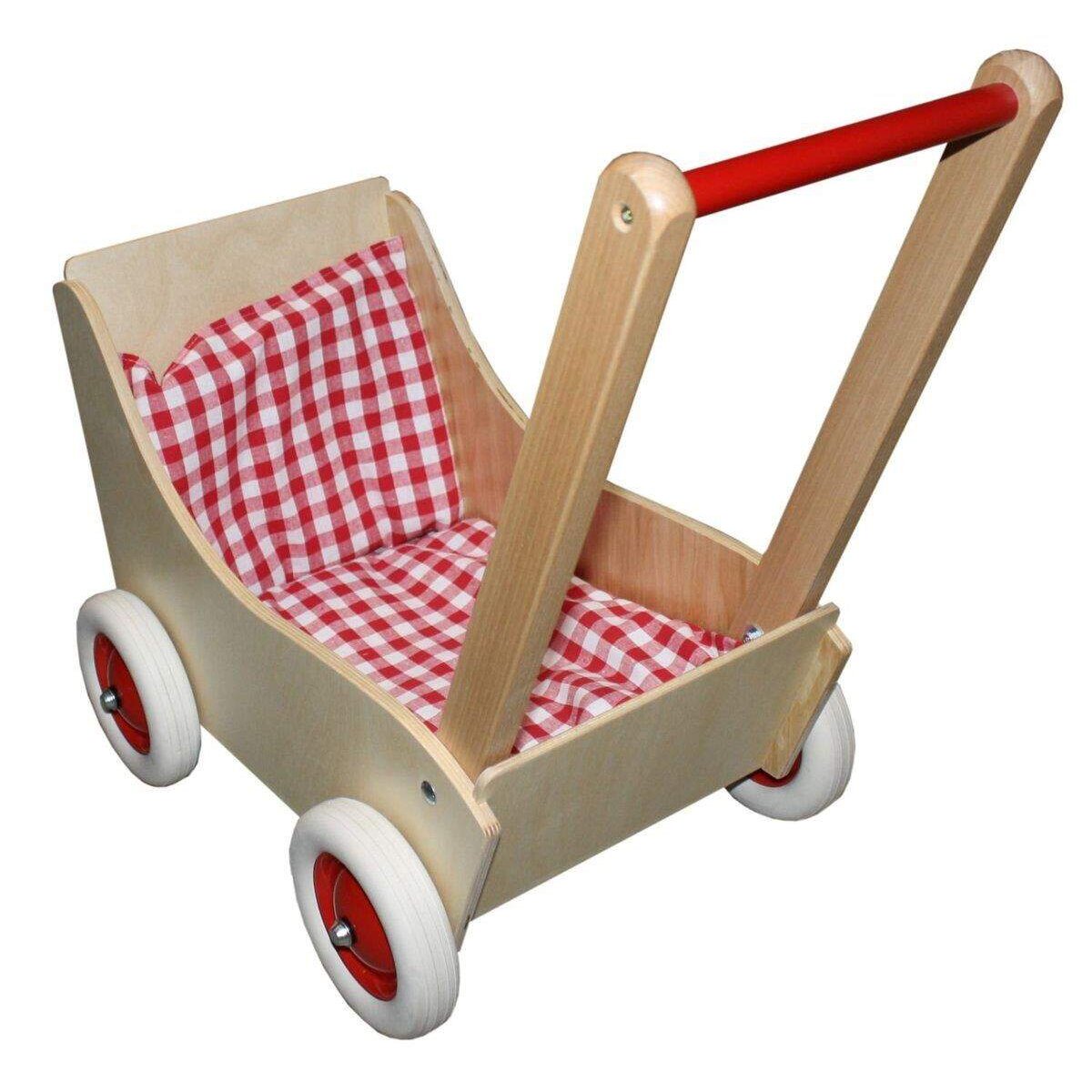 Wenzel Holzpuppenwagen Laura mit Bett-Garnitur