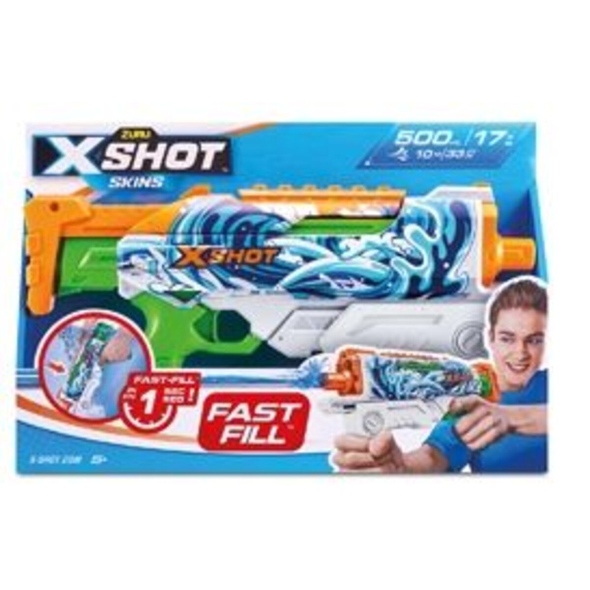 Zuru X-Shot Skins Wasserpistole Hyperload Fast Fill, 1 Stück, 3-fach sortiert