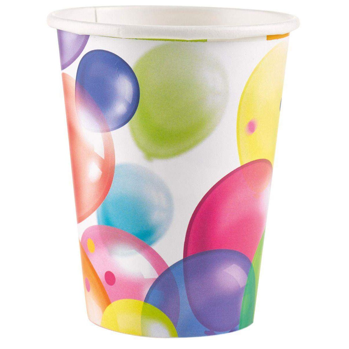 amscan 8 Papierbecher Balloons, 250 ml