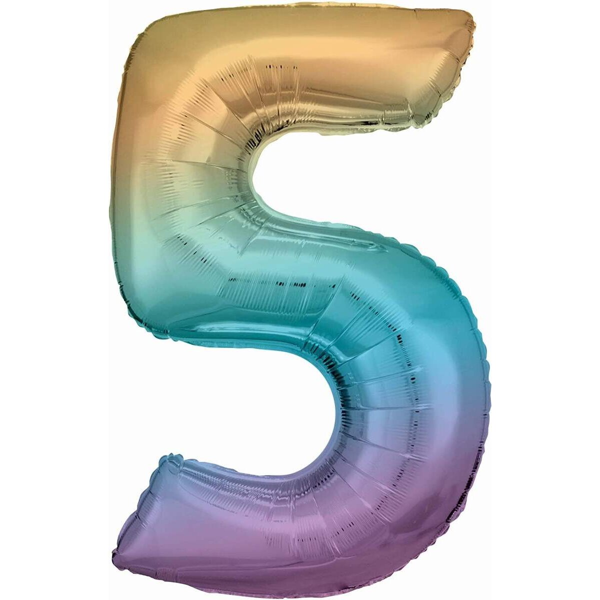 amscan Folienballon Zahl 5, pastellfarben. ca 86 cm