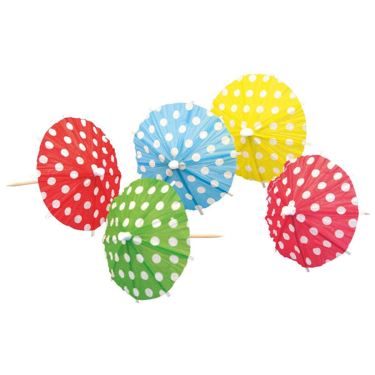 amscan Papier-Dekoschirmchen gepunktet 10 Stück, farbl. sortiert