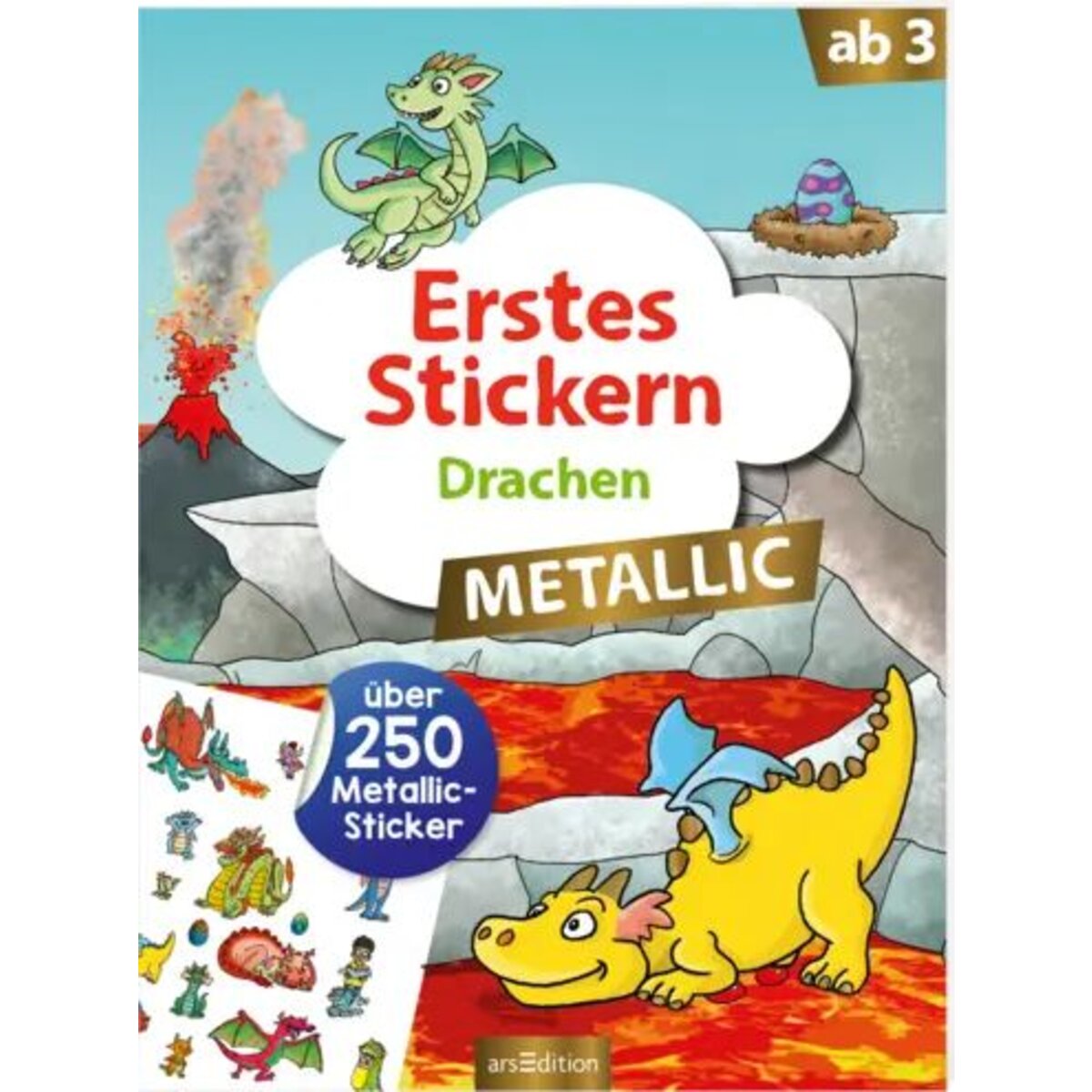 ars Edition Erstes Stickern Metallic - Drachen
