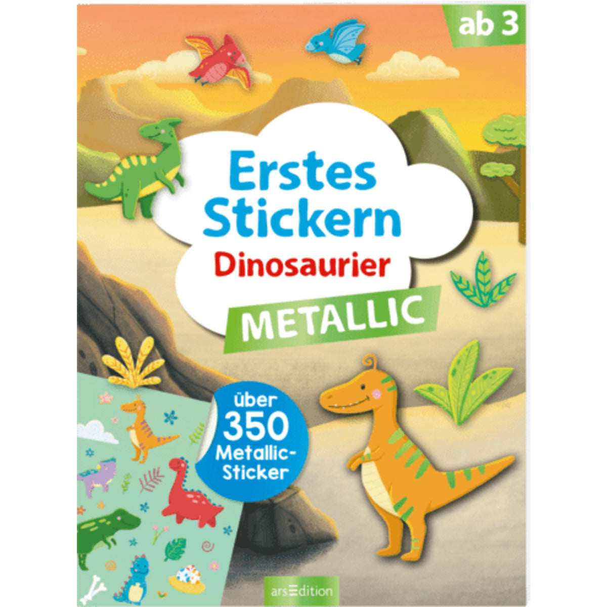 ars Edition Erstes Stickern Metallic – Dinosaurier