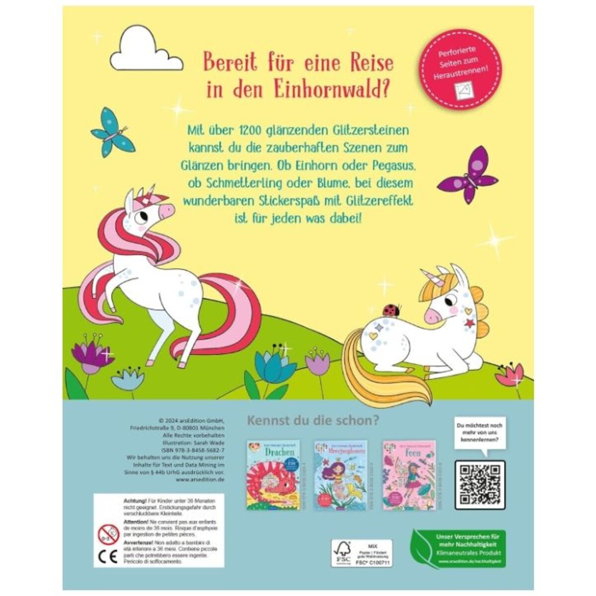 ars Edition Mein Diamant-Stickerheft - Einhörner