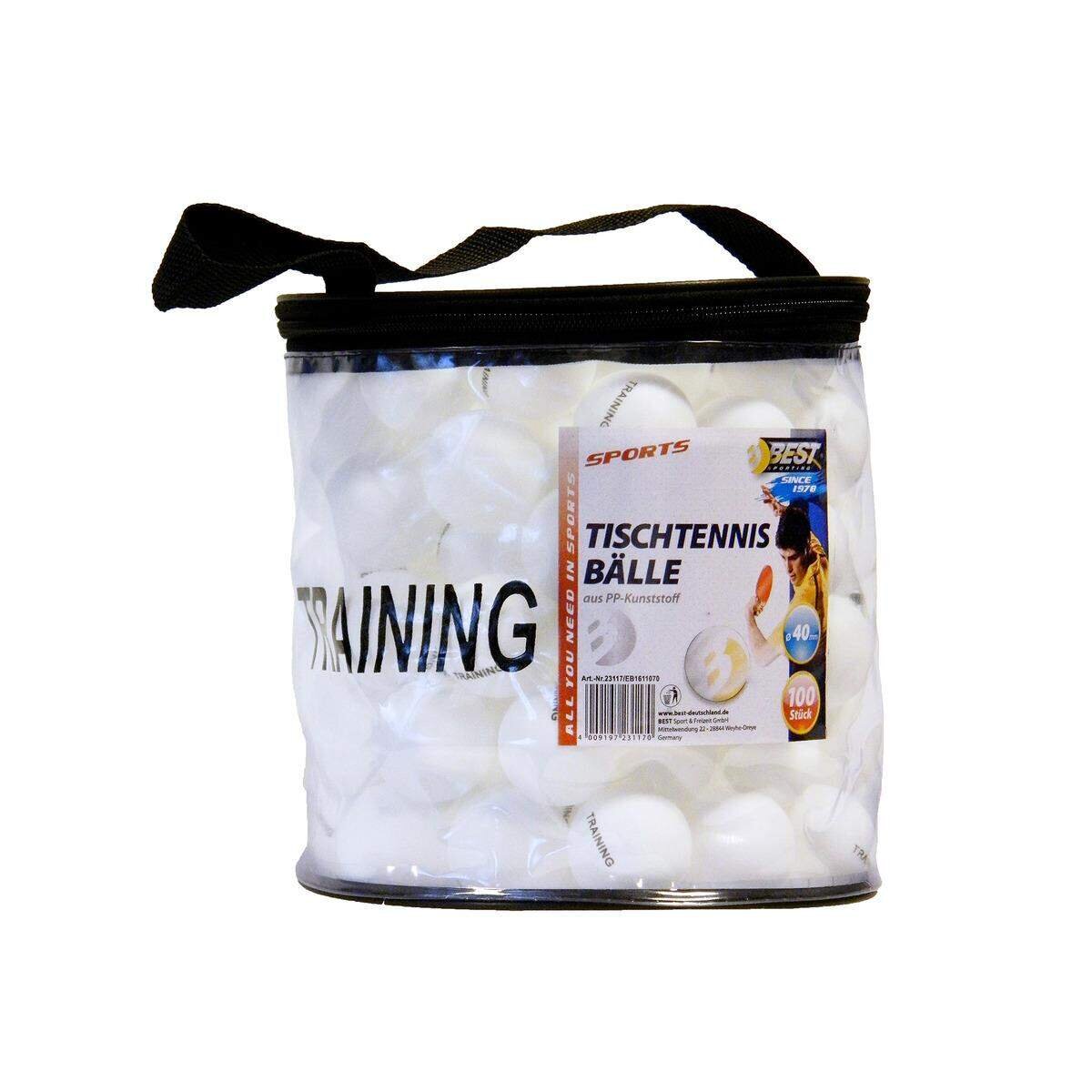 BEST Sporting Tischtennisbälle aus ABS Material, weiß, Durchmesser ca. 40 mm, 100 Stück