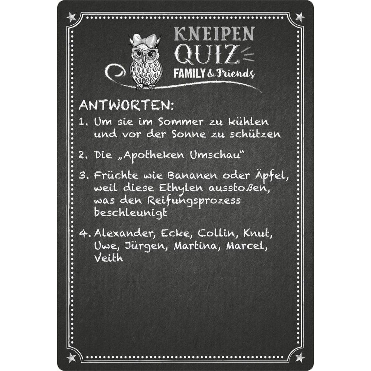 moses. Kneipenquiz - Family & Friends Spezial