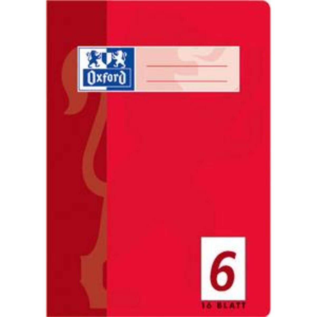 Oxford Schulheft A5, blanko, Lineatur 6, 16 Blatt, rot, Optik Paper®