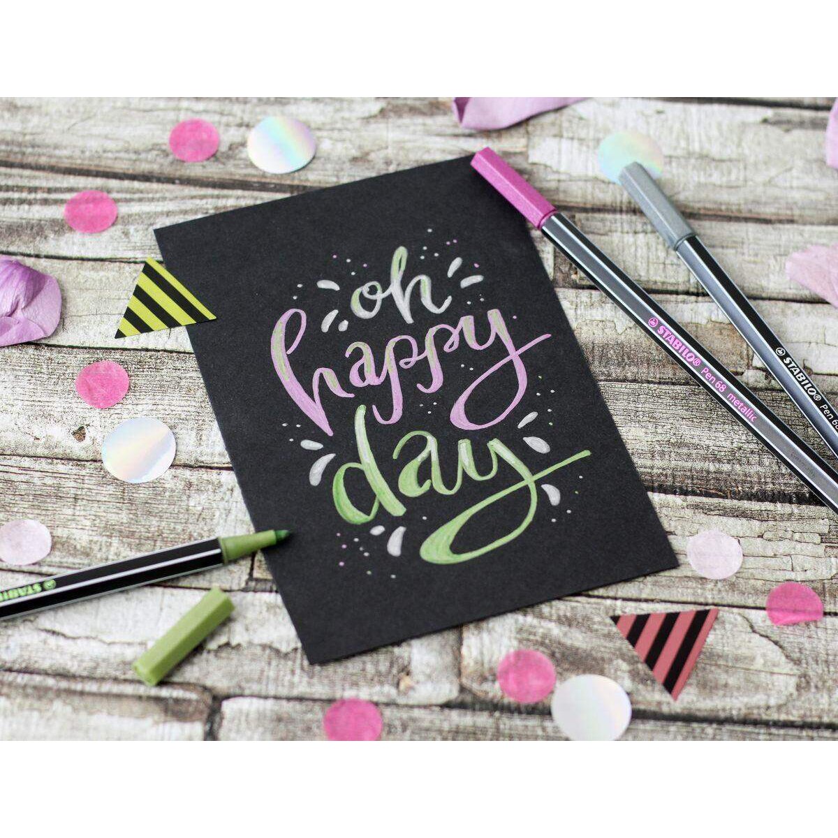 Premium Metallic-Filzstift - STABILO Pen 68 metallic - 8er Metalletui - mit 8 verschiedenen Metallic-Farben