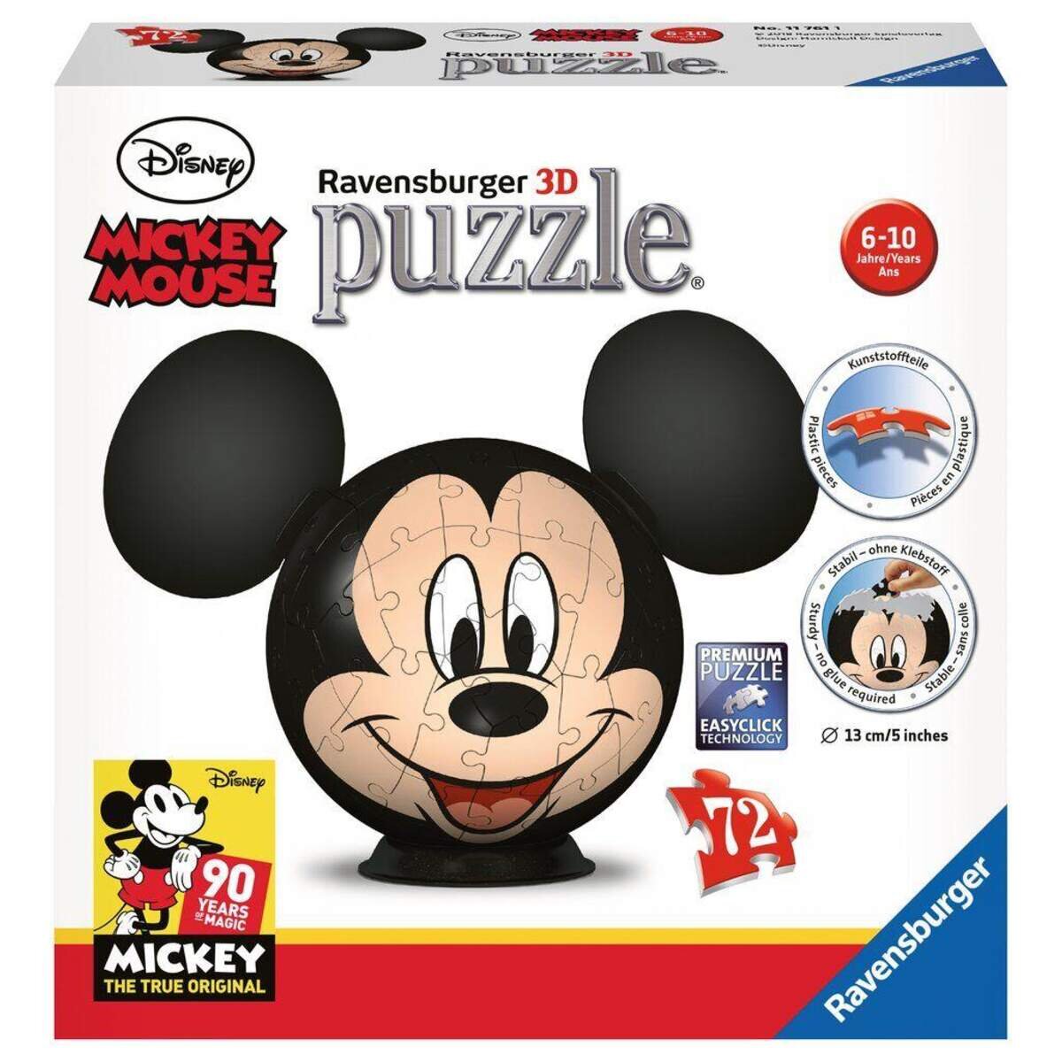 Ravensburger 3D Puzzle Disney Mickey Mouse mit Ohren, 72 Teile