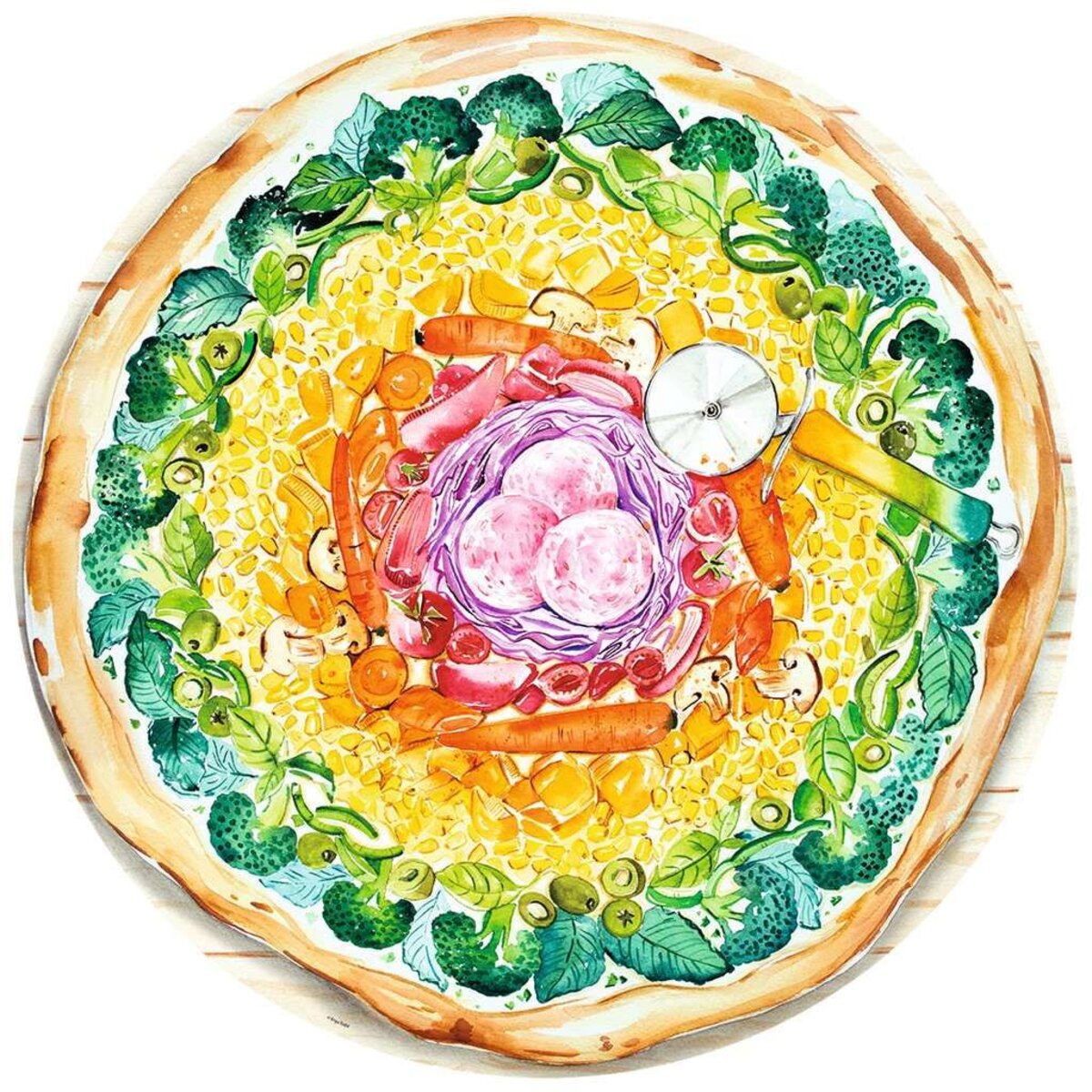 Ravensburger Puzzle - Circle of Colors Pizza, 500 Teile