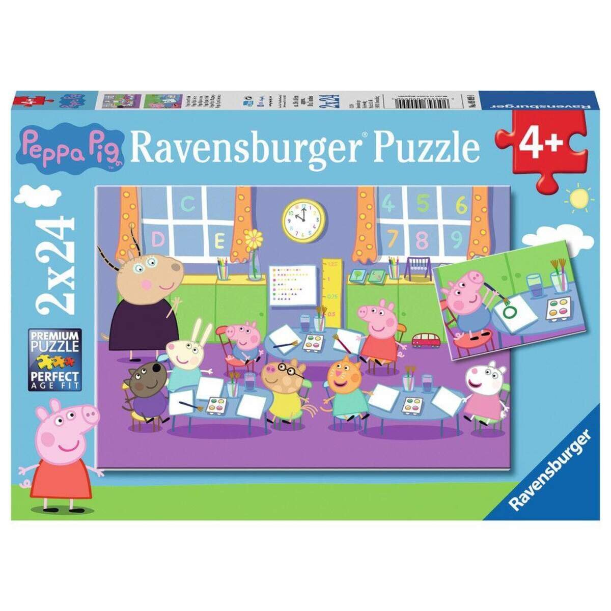 Ravensburger Puzzle Peppa Wutz in der Schule, 2x24 Teile