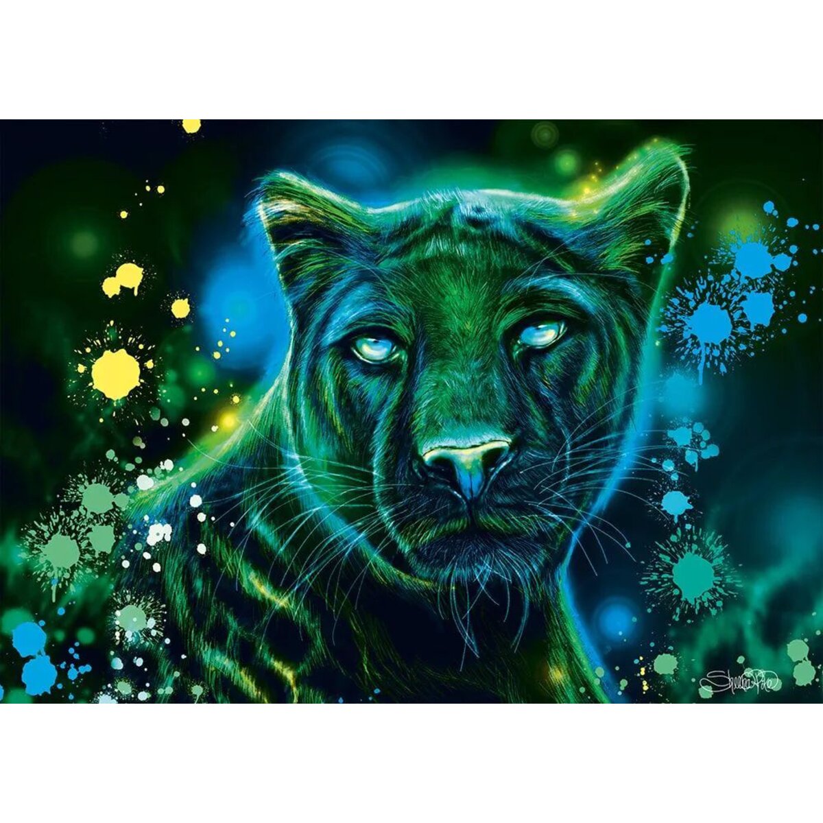 Schmidt Spiele Puzzle - Sheena Pike: Neon Blau-grüner Panther, 1.000 Teile