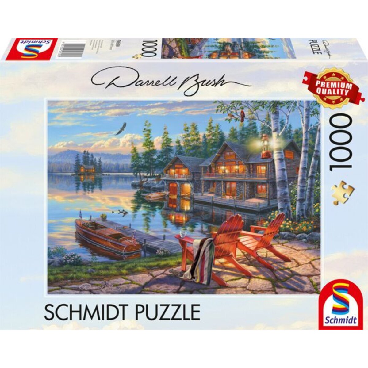 Schmidt Spiele Puzzle - Seeufer am Loon Lake, New York, 1000 Teile