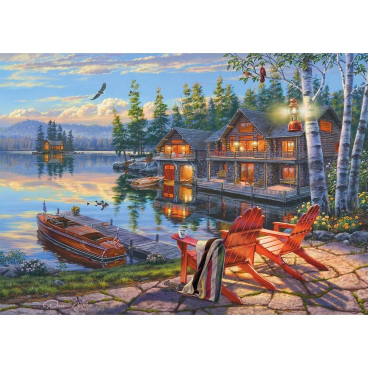 Schmidt Spiele Puzzle - Seeufer am Loon Lake, New York, 1000 Teile