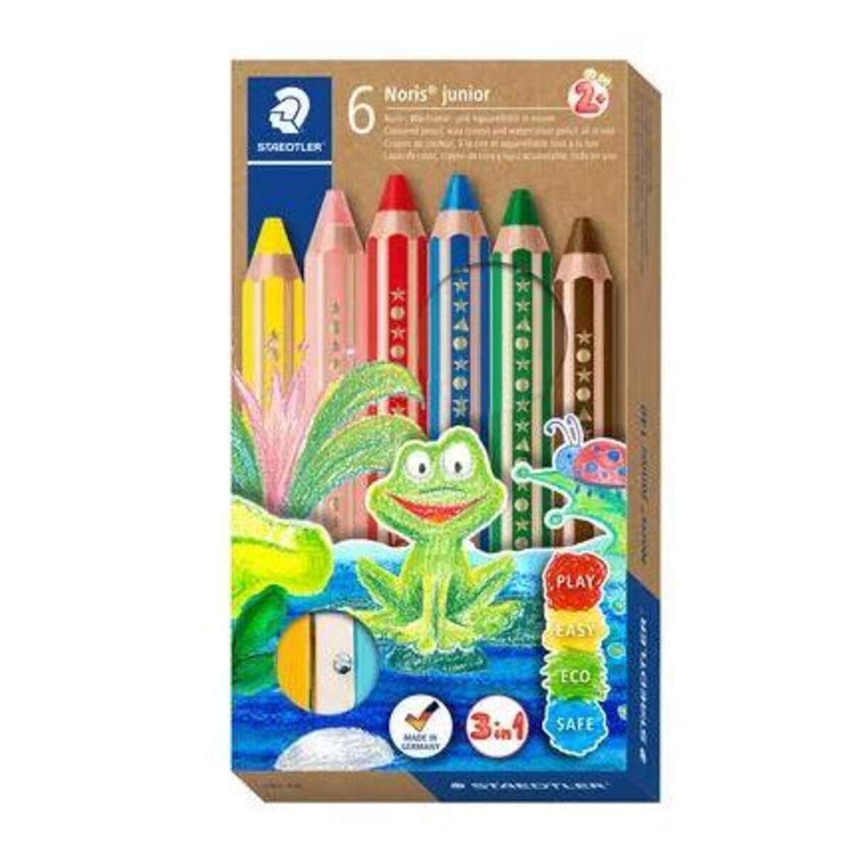 STAEDTLER® Noris® junior 140 Kindermalstift 3in1, 6 Stück mit Anspitzer