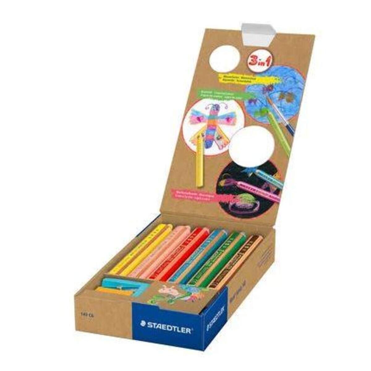 STAEDTLER® Noris® junior 140 Kindermalstift 3in1, 6 Stück mit Anspitzer