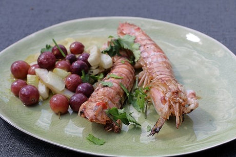 Heuschreckenkrebs-Salat mit Fenchel und Weintrauben vom Grill - Rezept