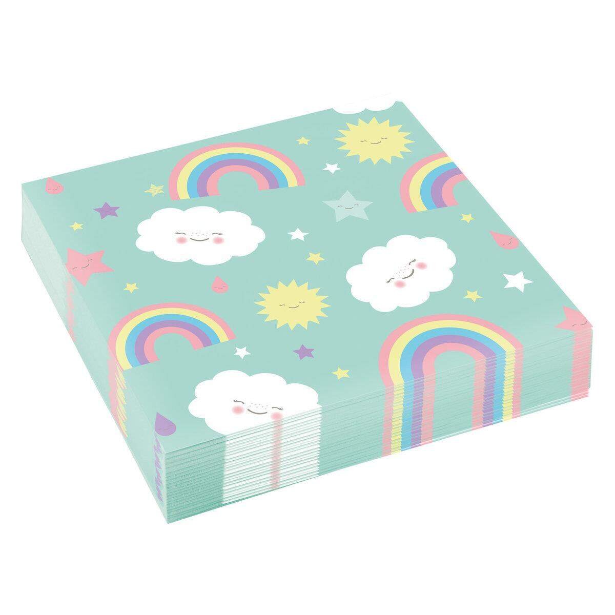 amscan Servietten Rainbow & Cloud 20 Stück, 33x33cm