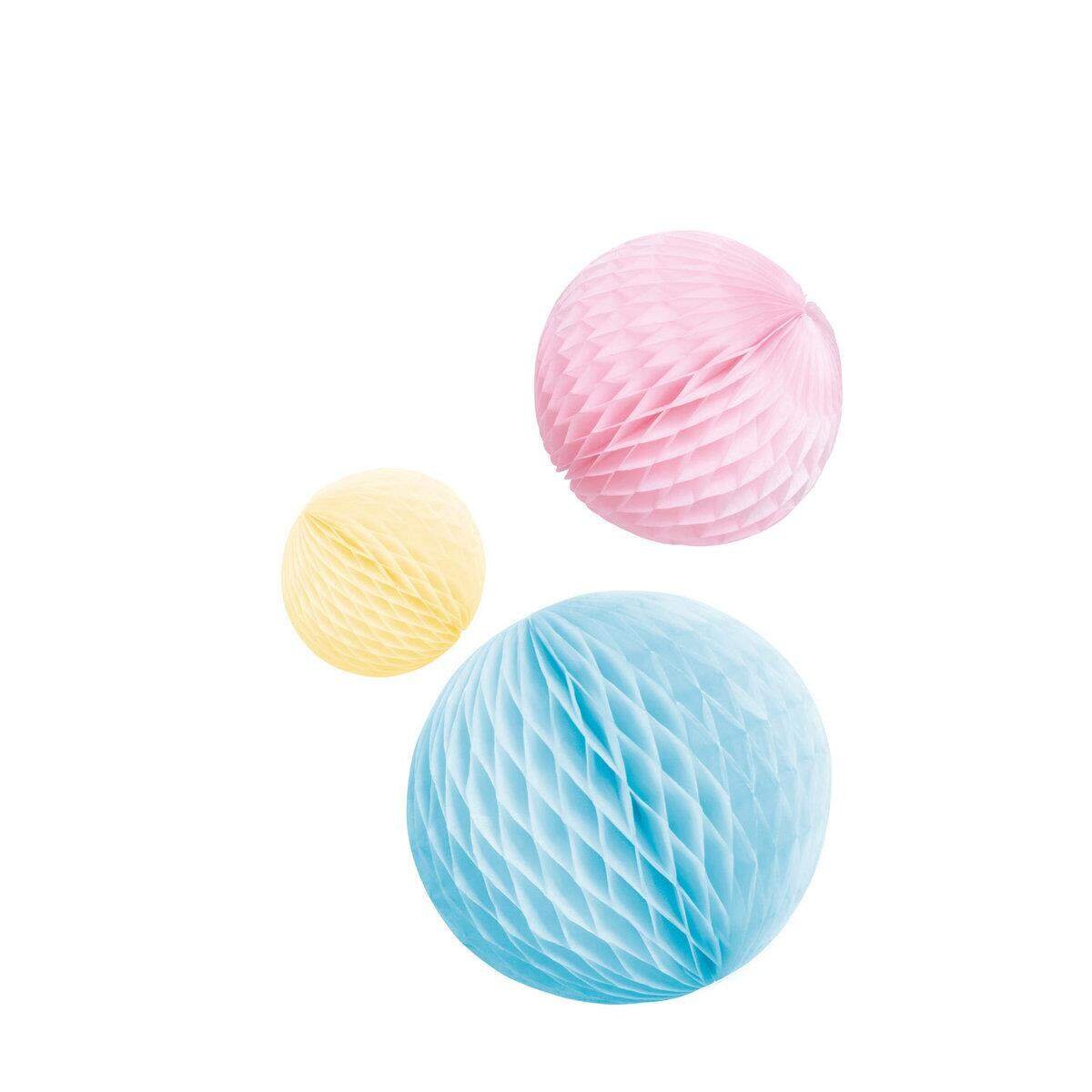 amscan Wabenbälle Pastel Rainbow 3 Stück
