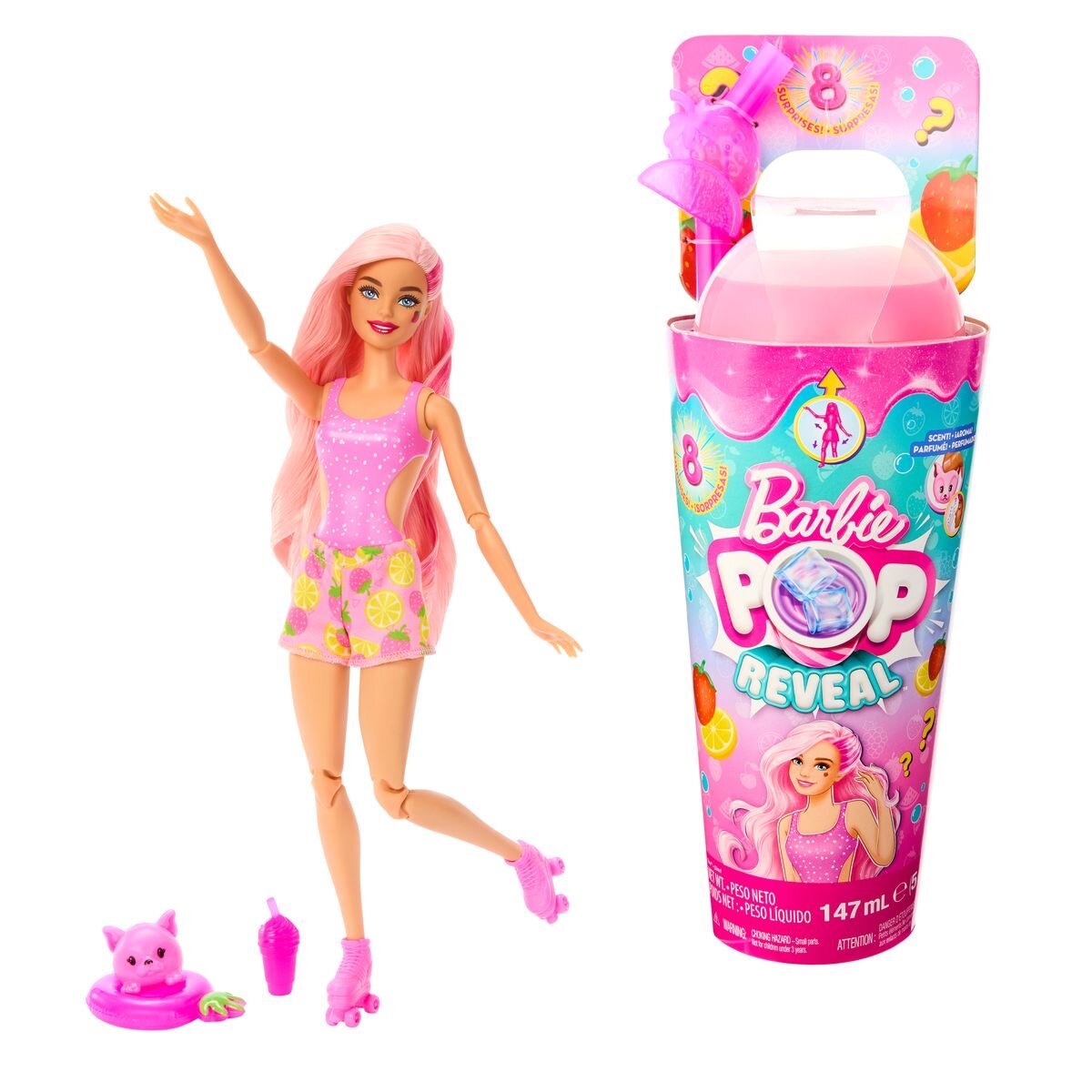 Barbie Pop! Reveal Barbie Juicy Fruits Serie - Erdbeerlimonade