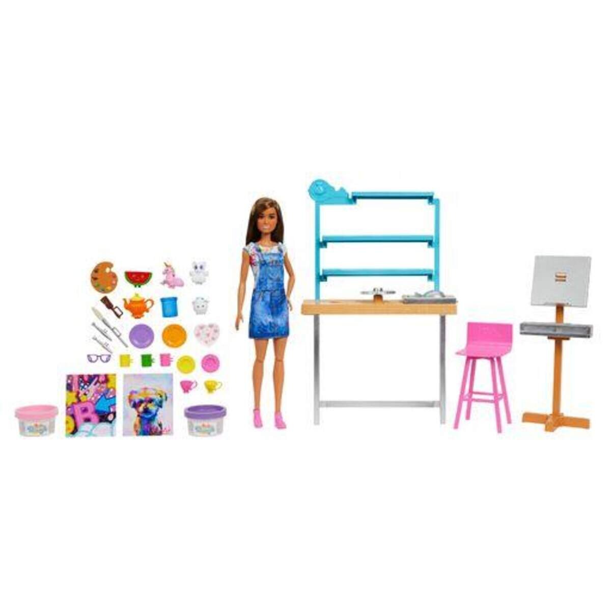 Barbie Wellness Kunst- & Kreativ-Atelier, Barbie-Puppe (ca. 30 cm), über 25 kreative Zubehörteile