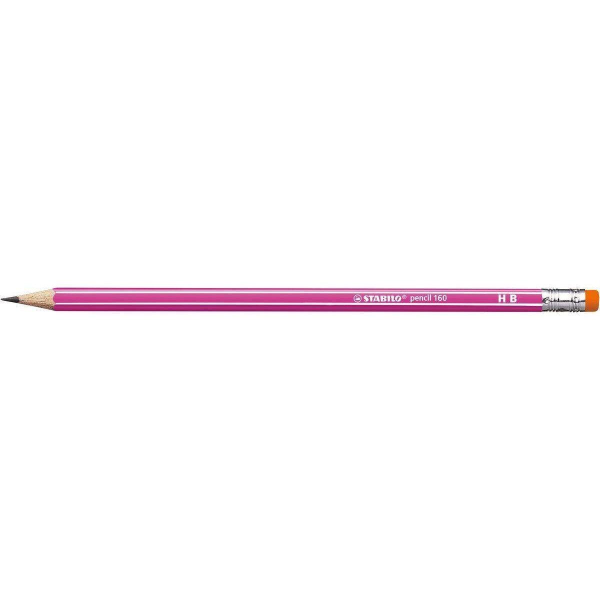 Bleistift mit Radiergummi - STABILO pencil 160 in pink - Einzelstift - Härtegrad HB