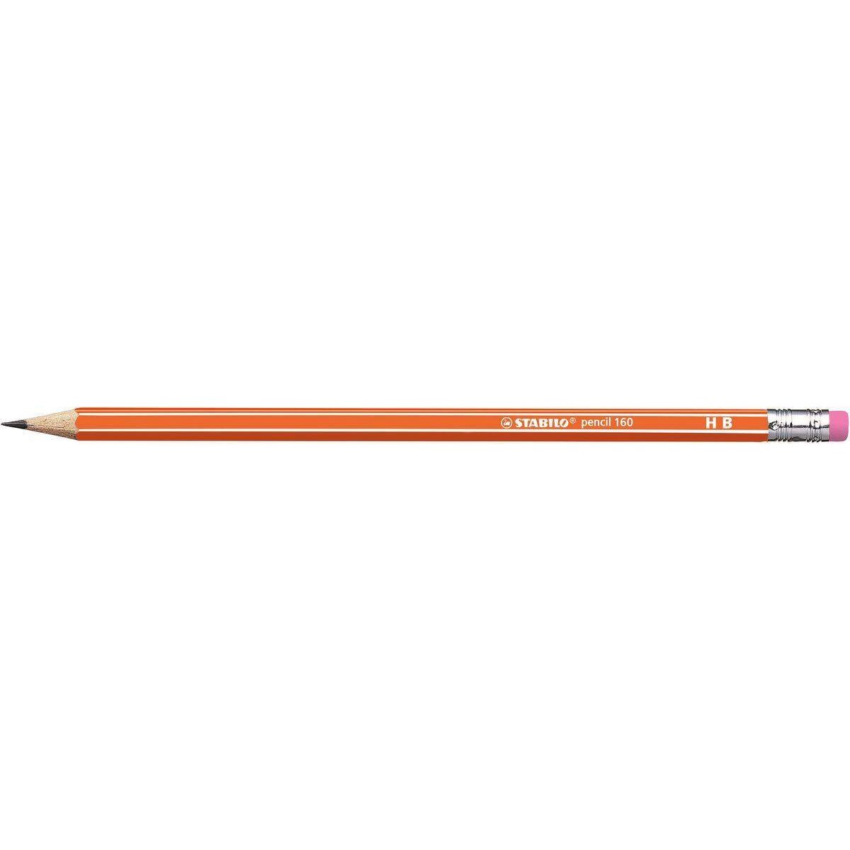 Bleistift mit Radiergummi - STABILO pencil 160 in orange - Einzelstift - Härtegrad HB