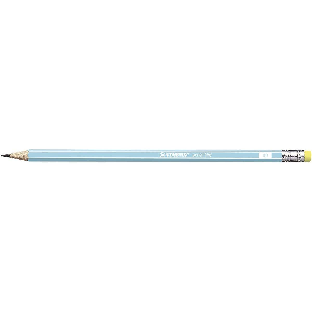 Bleistift mit Radiergummi - STABILO pencil 160 in blau - Einzelstift - Härtegrad HB