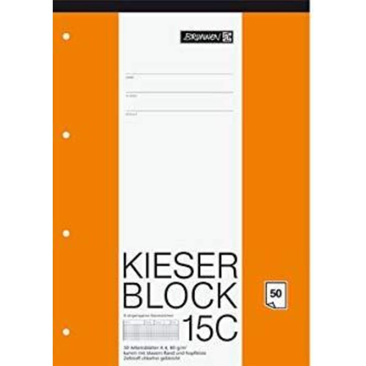 BRUNNEN Kieser-Block A4, 50 Blatt, gelocht, Lineatur 15C