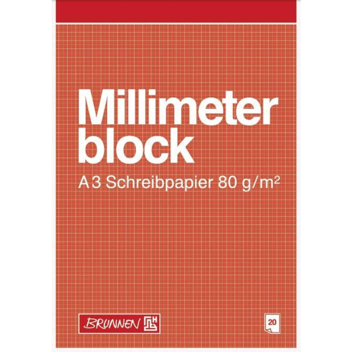 BRUNNEN Millimeterblock A3, 20 Blatt