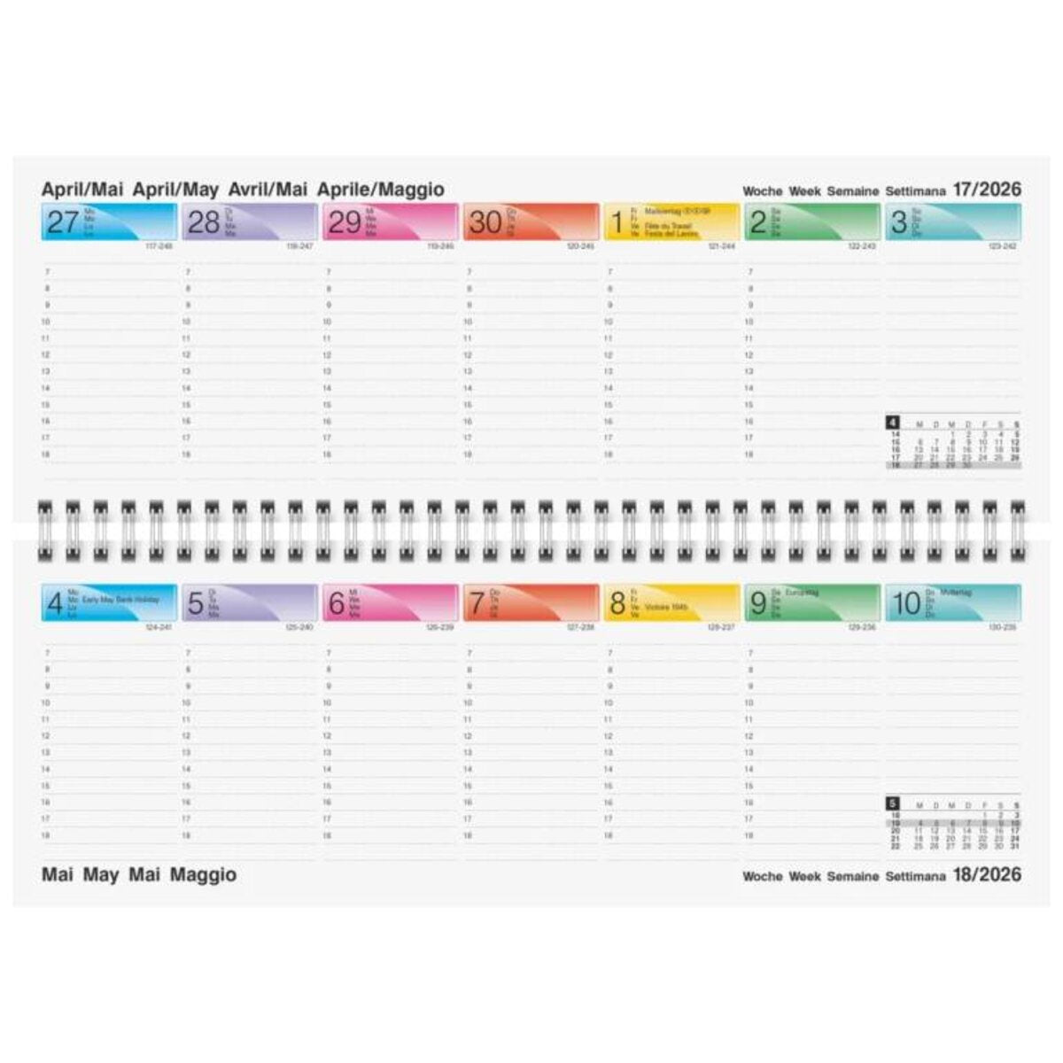 BRUNNEN Querterminbuch DATAline Jahr 2026 297 × 105 mm Karton blau Mod. 771