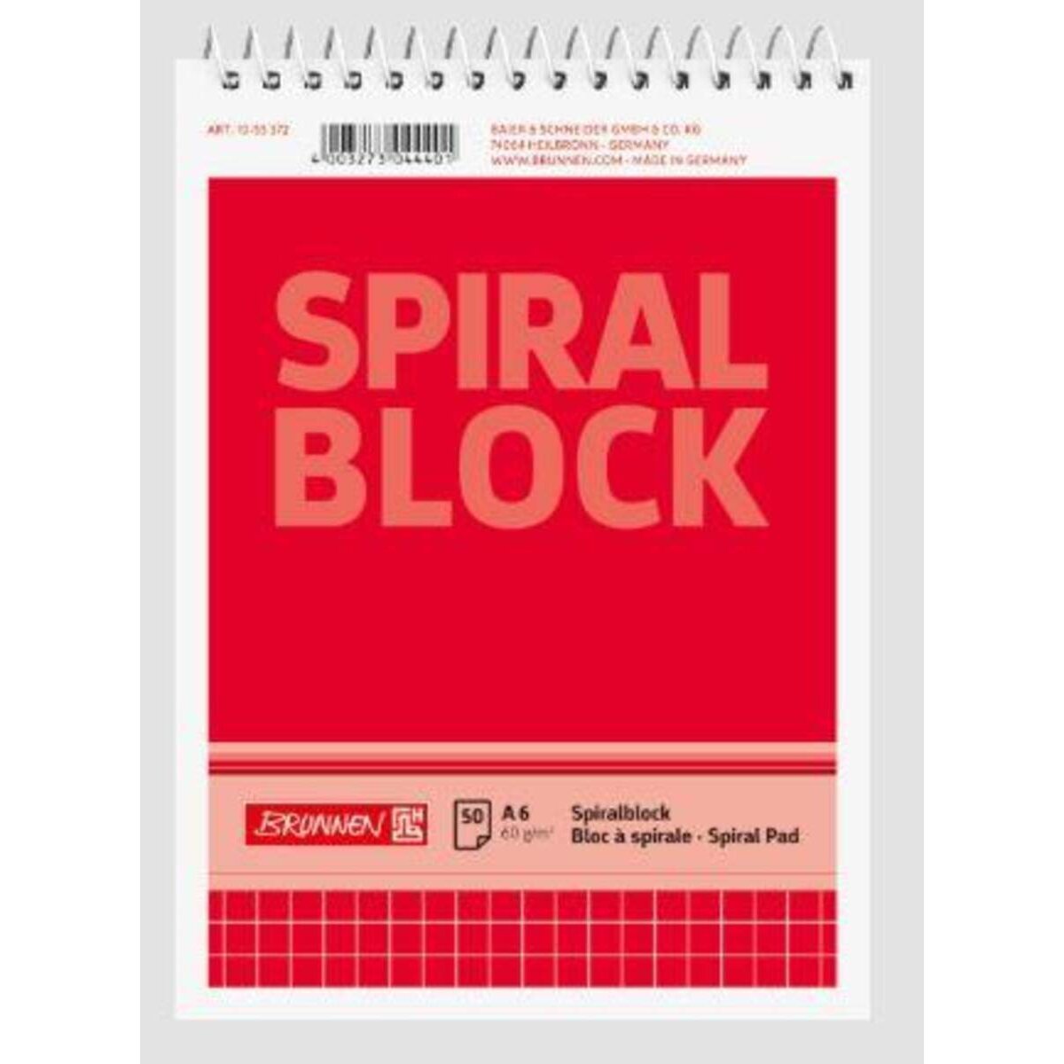 BRUNNEN Spiralblock A6, kariert, 50 Blatt