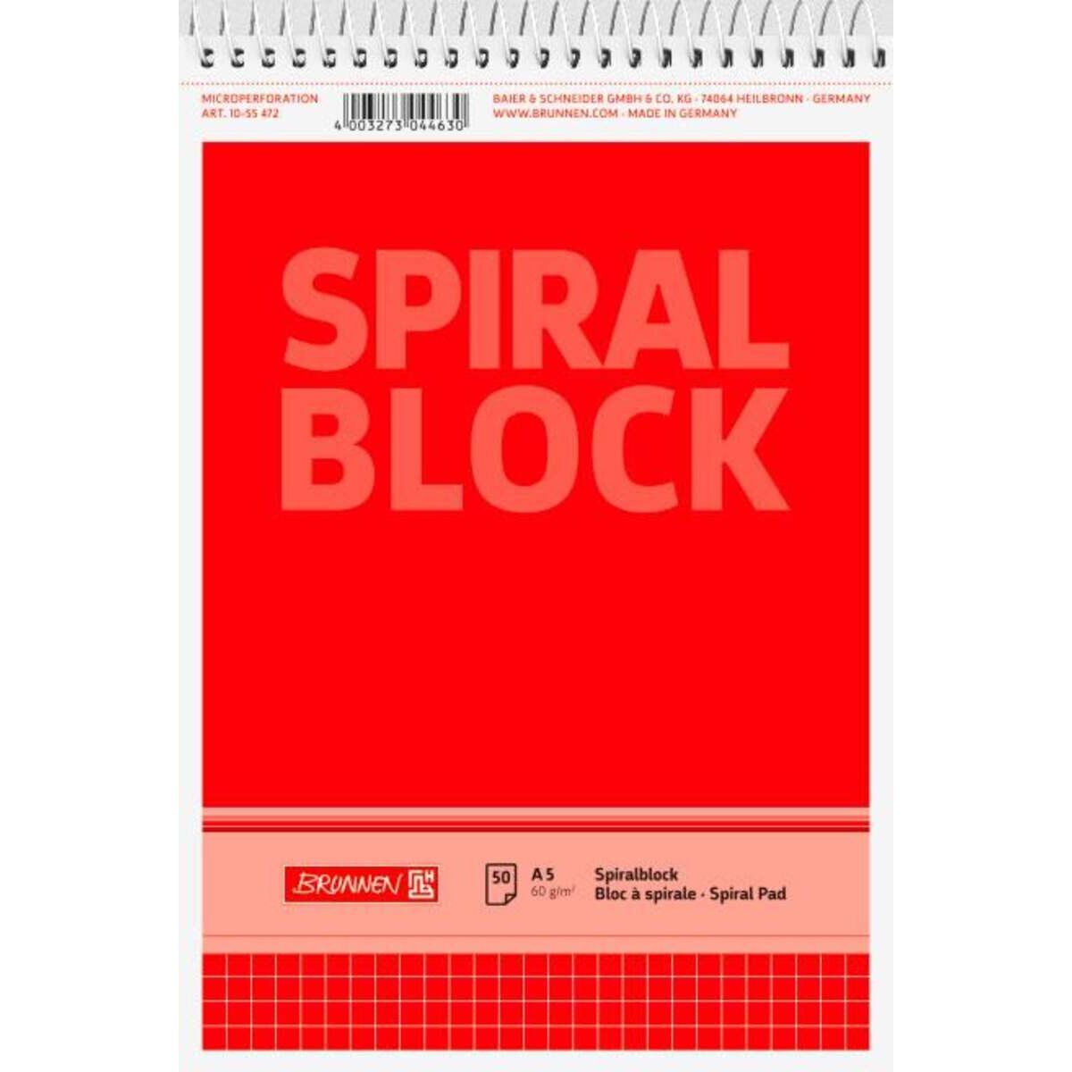 BRUNNEN Spiralnotizblock A5 kar 50Bl