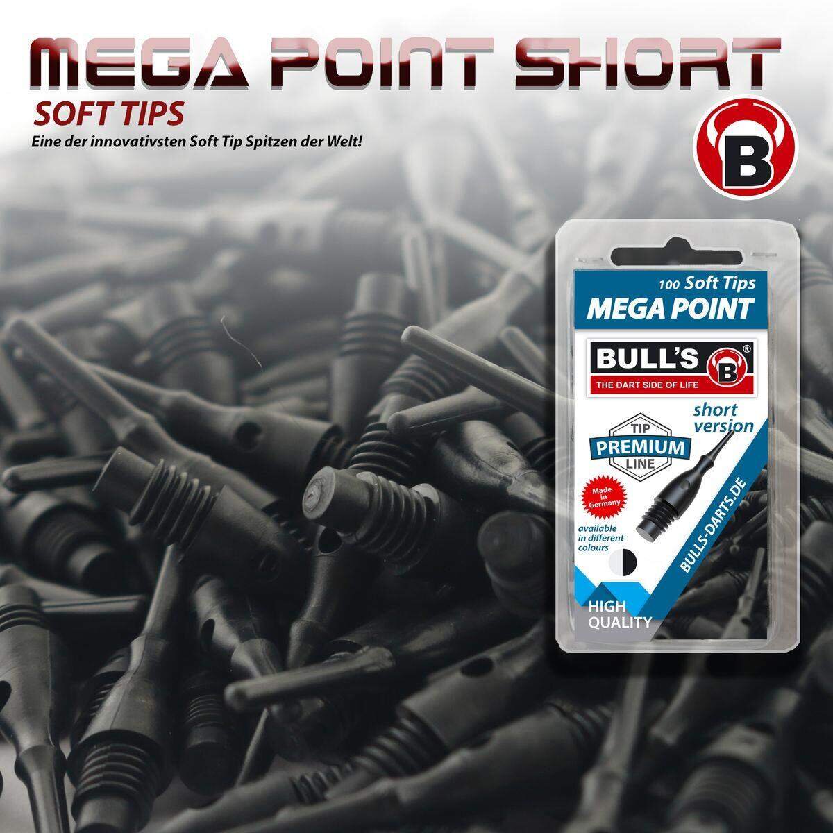 BULLS Darts Mega Point Tips Short 6mm(2BA) 100/schw.