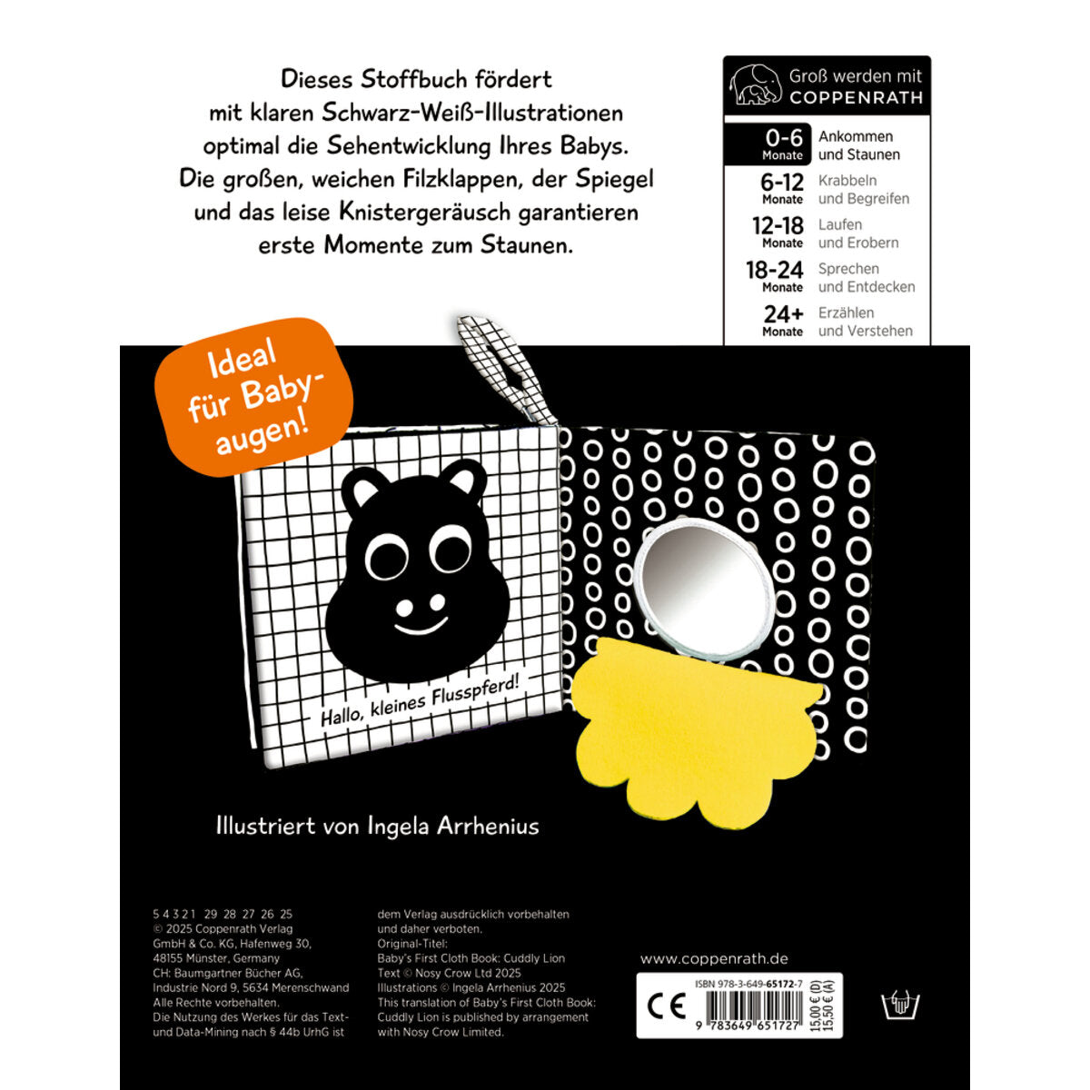 Coppenrath Verlag Babys kuschelweiches Kontrastbuch Kuckkuck kleiner Löwe