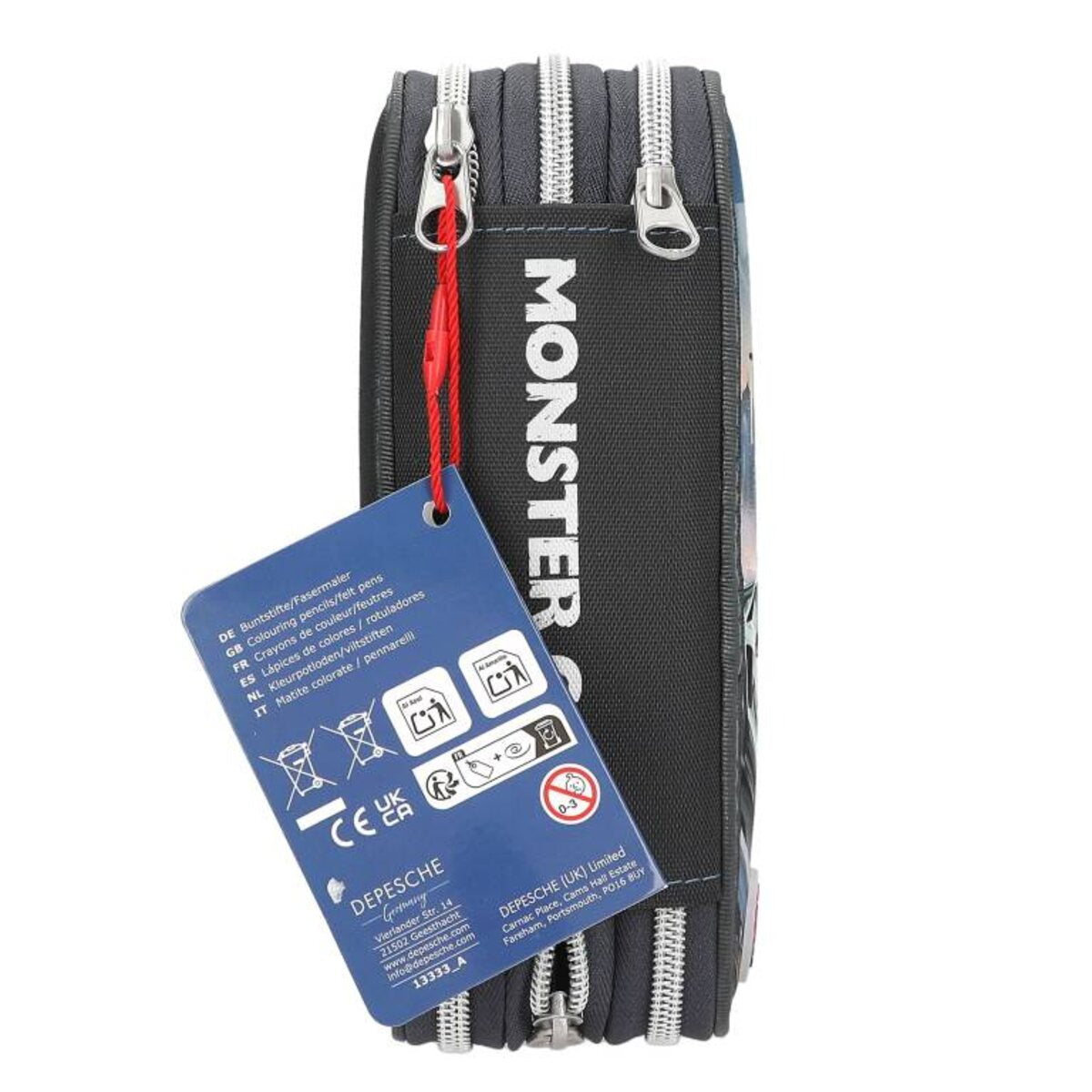 Depesche 3 Fach Federtasche komplett gefüllt Monster Cars LED Polizeiauto