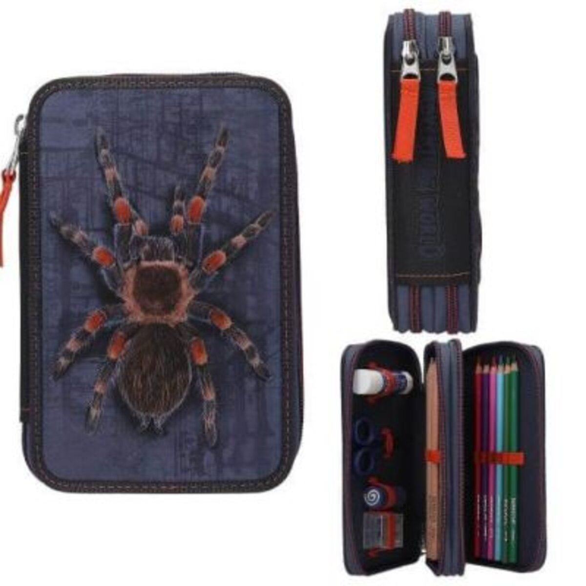 Depesche Dino World 2-fach Federtasche mit Spinne