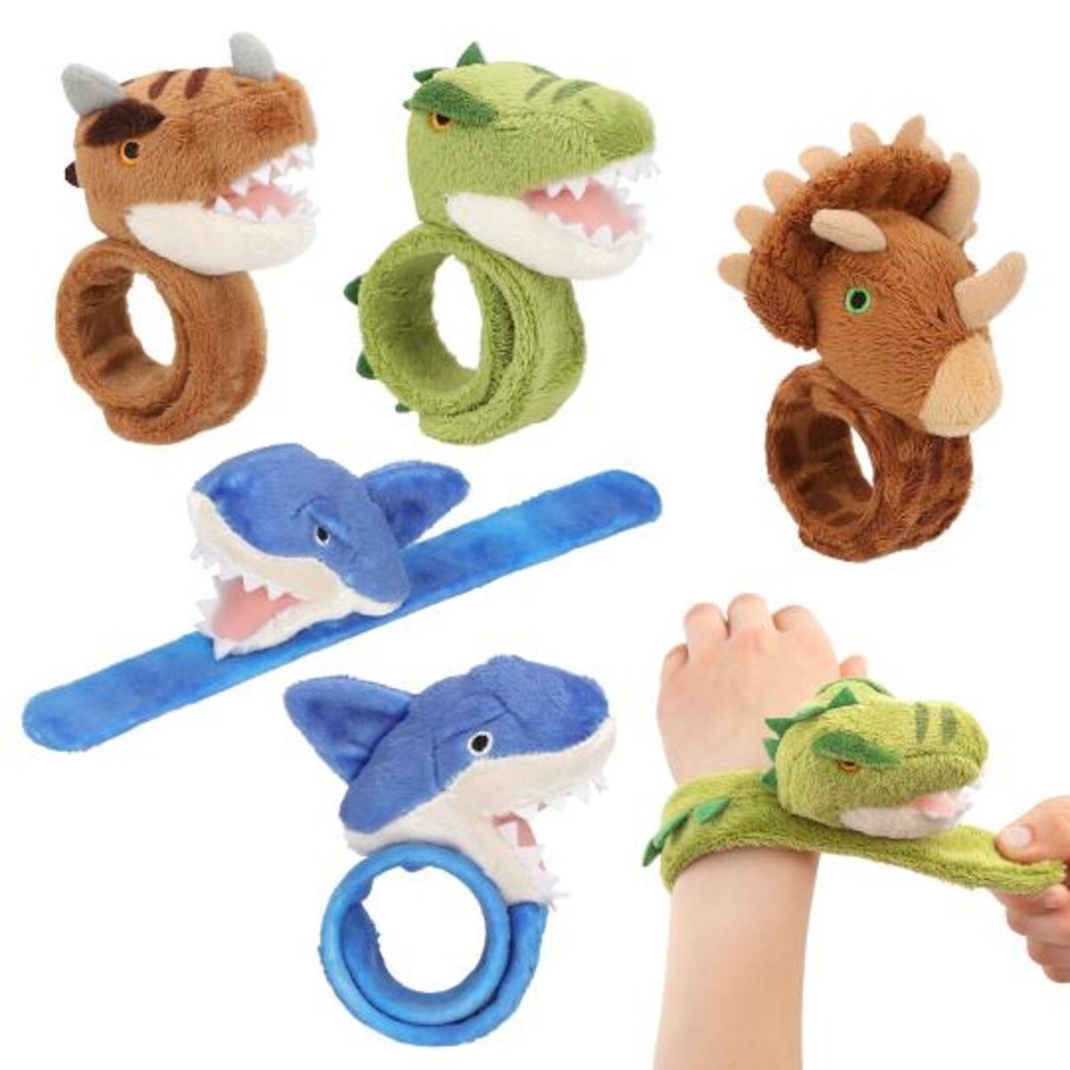 Depesche Dino World Klipp Klapp Armband Plüsch,1 Stück, 4-fach sortiert
