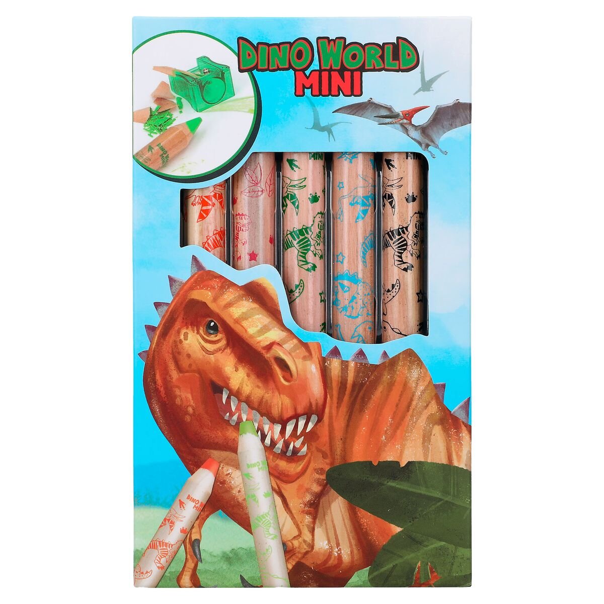 Depesche Dino World Mini Dino Buntstifte & Anspitzer