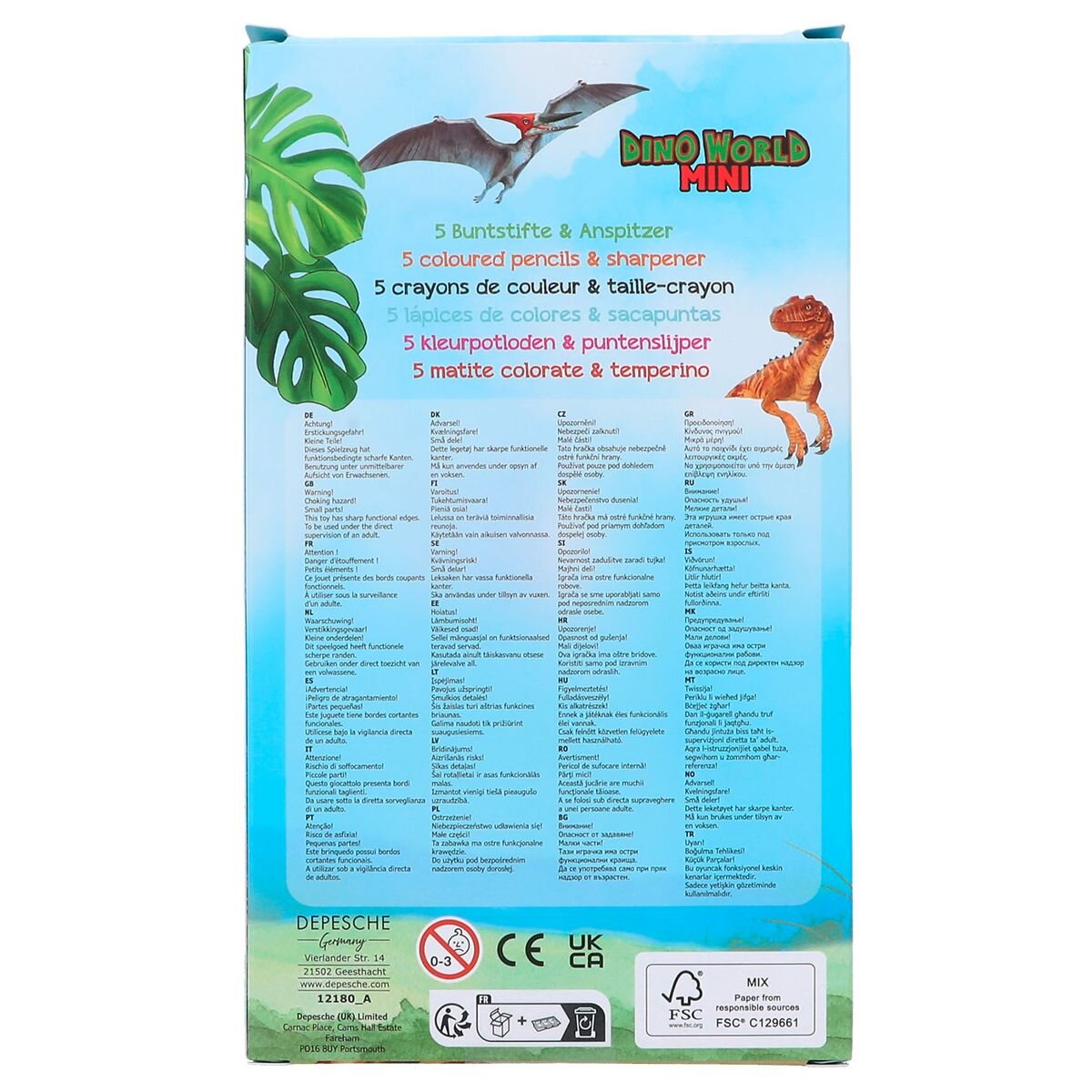 Depesche Dino World Mini Dino Buntstifte & Anspitzer