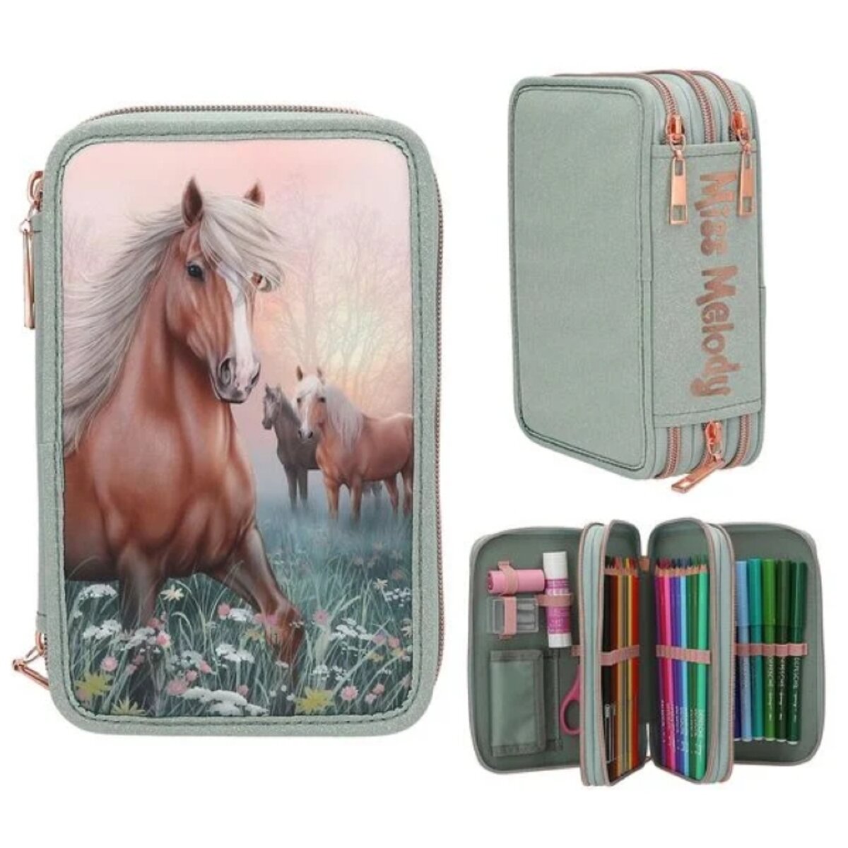 Depesche Miss Melody 3-fach Federtasche Romantic Fields