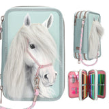 Depesche Miss Melody 3 Fach Federtasche mit Pferdekopf Applikation