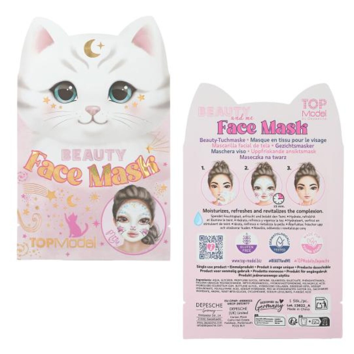 Depesche TOPModel Beauty Tuchmaske Tier BEAUTY and ME, 3-fach sortiert