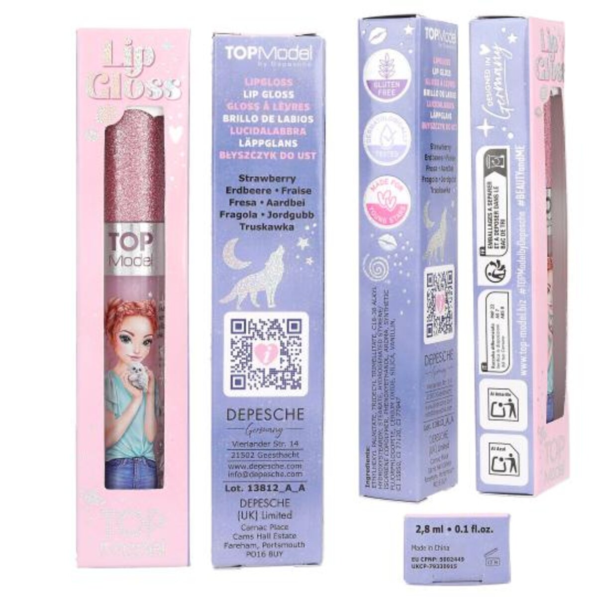 Depesche TOPModel Lipgloss mit Glitzerkappe BEAUTY and ME, 2-fach sortiert