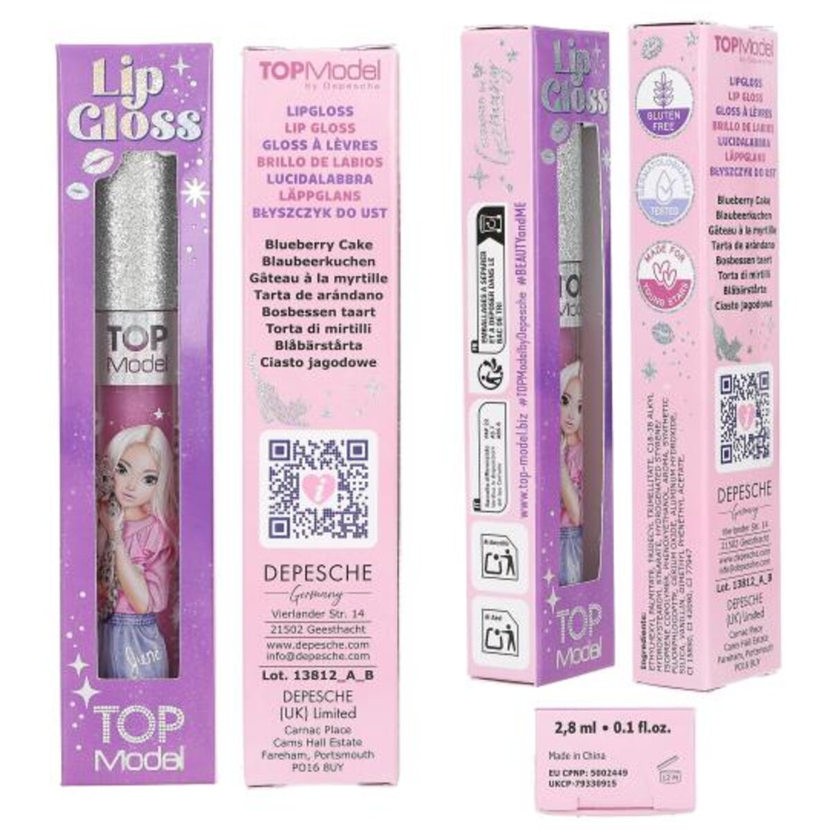 Depesche TOPModel Lipgloss mit Glitzerkappe BEAUTY and ME, 2-fach sortiert