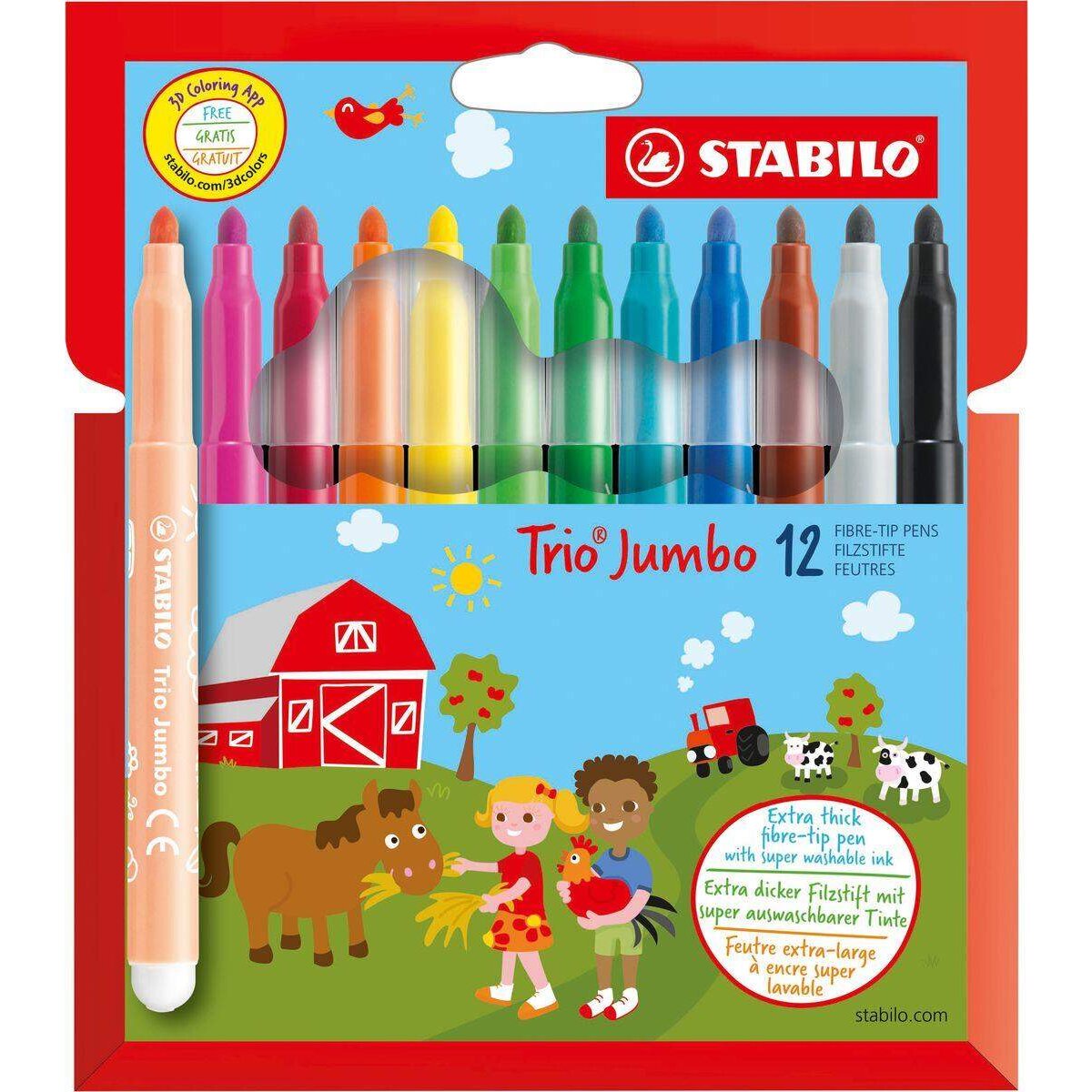 Dicker Filzstift - STABILO Trio Jumbo - 12er Pack - 12 Farben