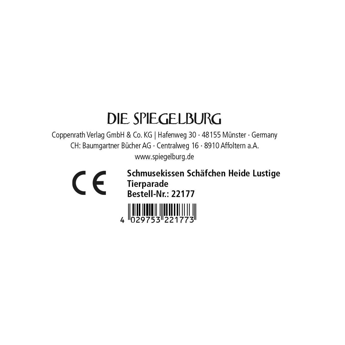 Die Spiegelburg Schmusekissen Schäfchen Heide Lustige Tierparade