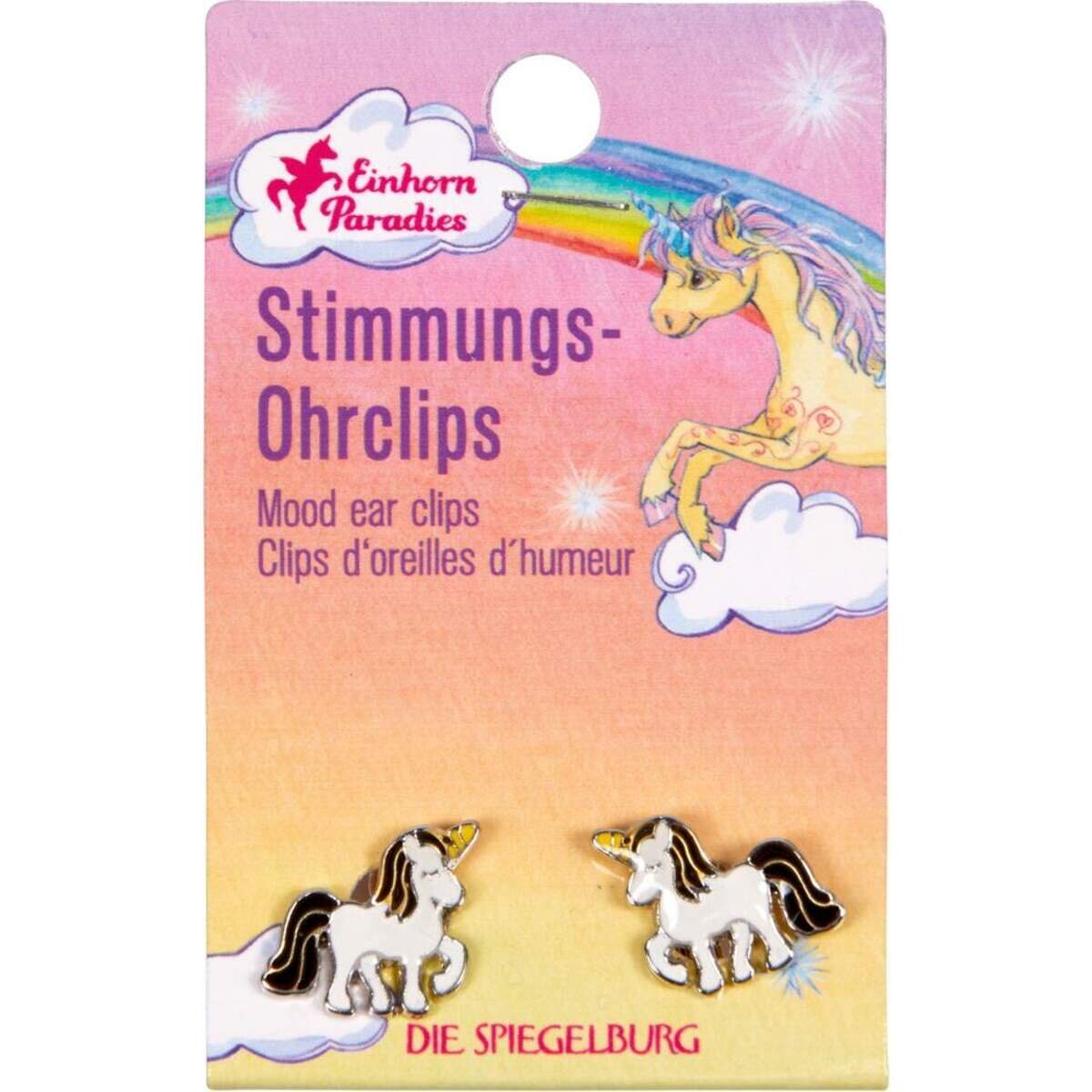 Die Spiegelburg Stimmungs-Ohrclips Einhorn-Paradies, 1 Packung, 3-fach sortiert