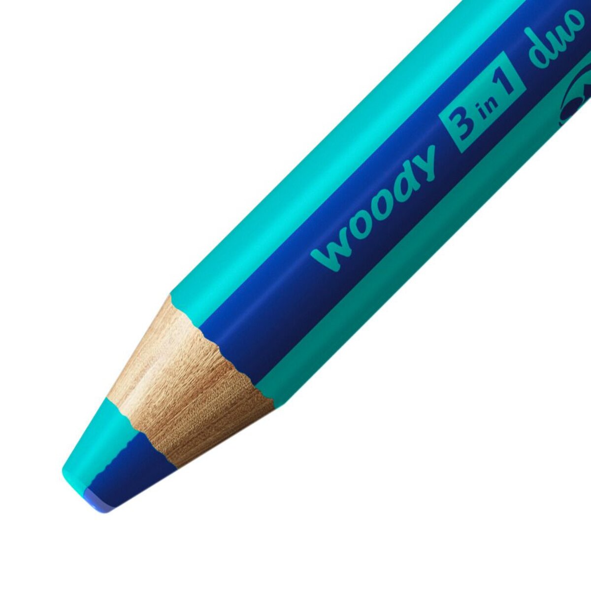 Duo Buntstift, Wasserfarbe & Wachsmalkreide - STABILO woody 3 in 1 duo - zweifarbige Mine - Einzelstift - ultramarinblau/türkis